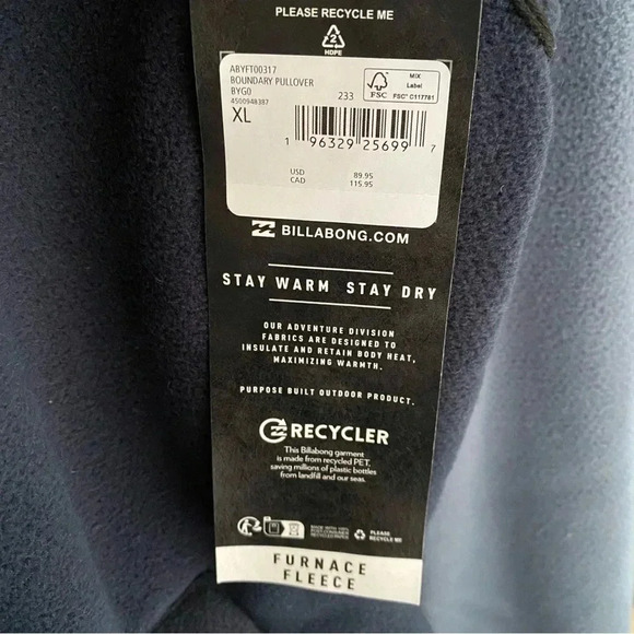 Billabong Boundary Hooded Half-Zip Fleece Pullover Blue Men's X-Large NEW $89 XL - Picture 12 of 12